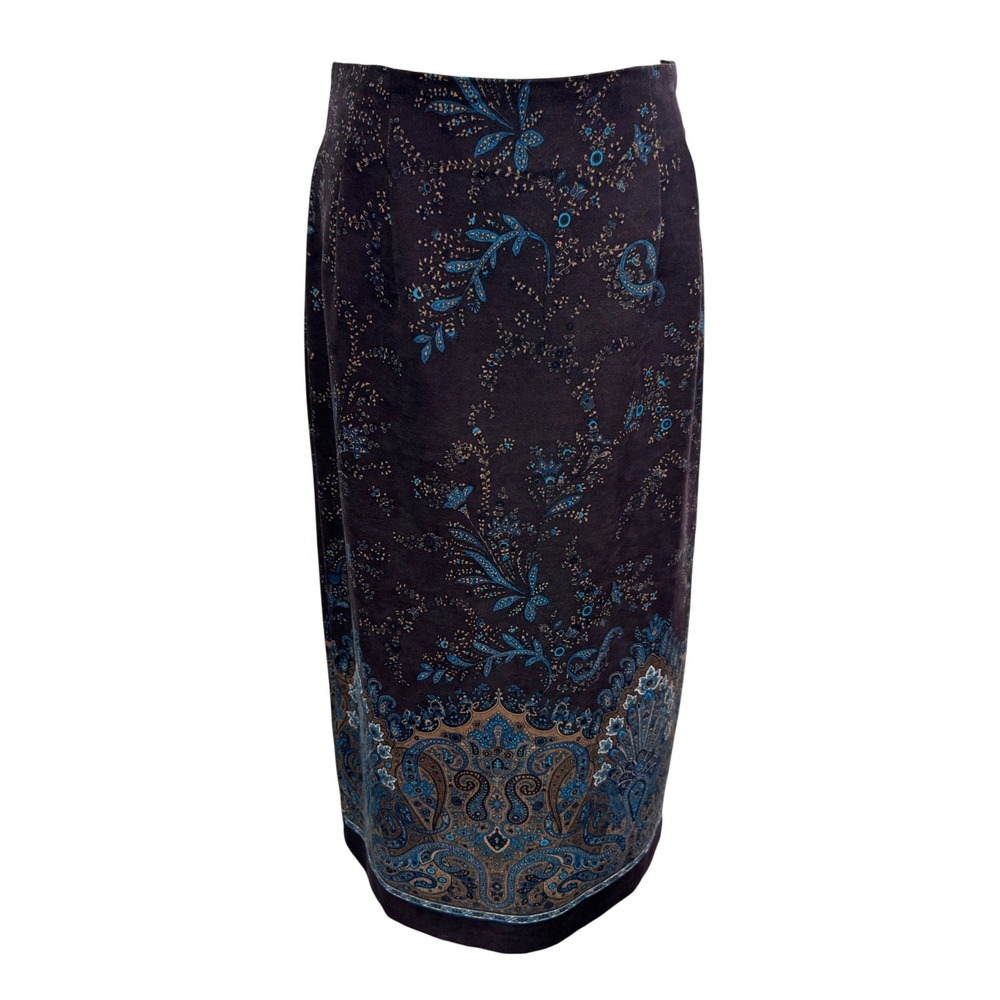 Briggs Women's 10P Brown Blue Floral‎ Paisley Pencil Skirt Vintage Career
